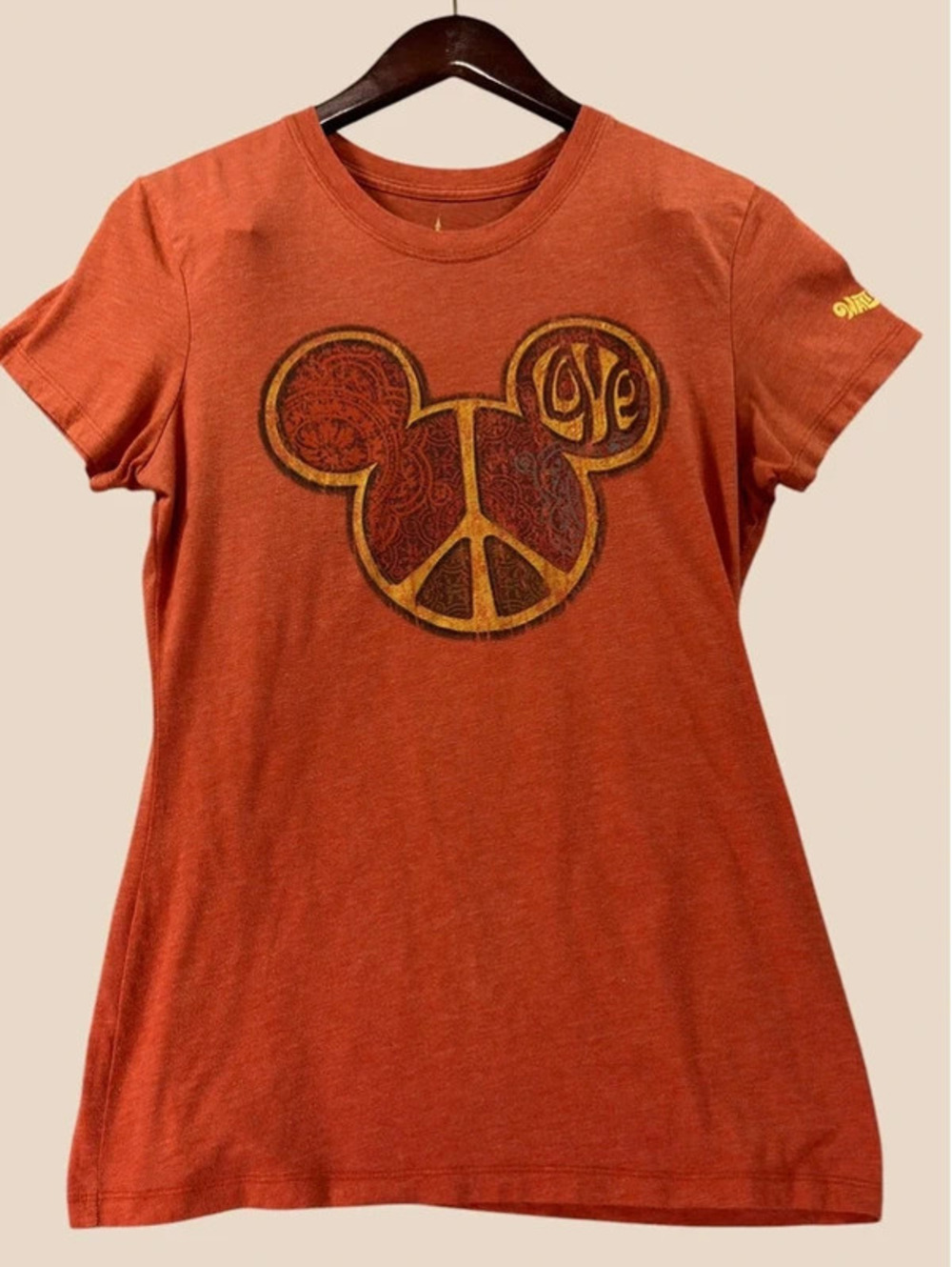 Disney Parks Walt Disney World Mickey Peace Love Graphic T-Shirt Size L C0045